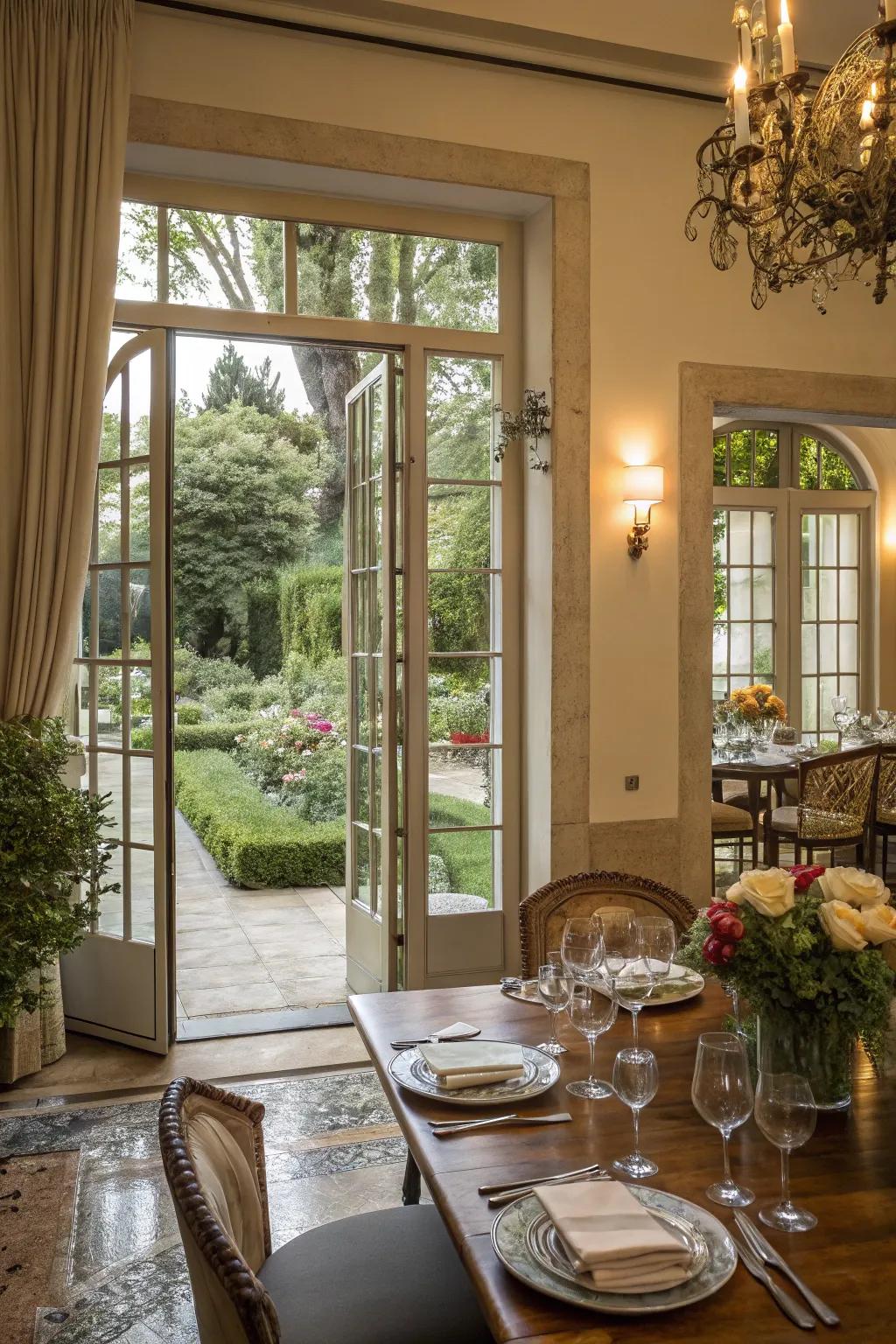 A flawless shift from indoor dining to the splendor of the outdoors.