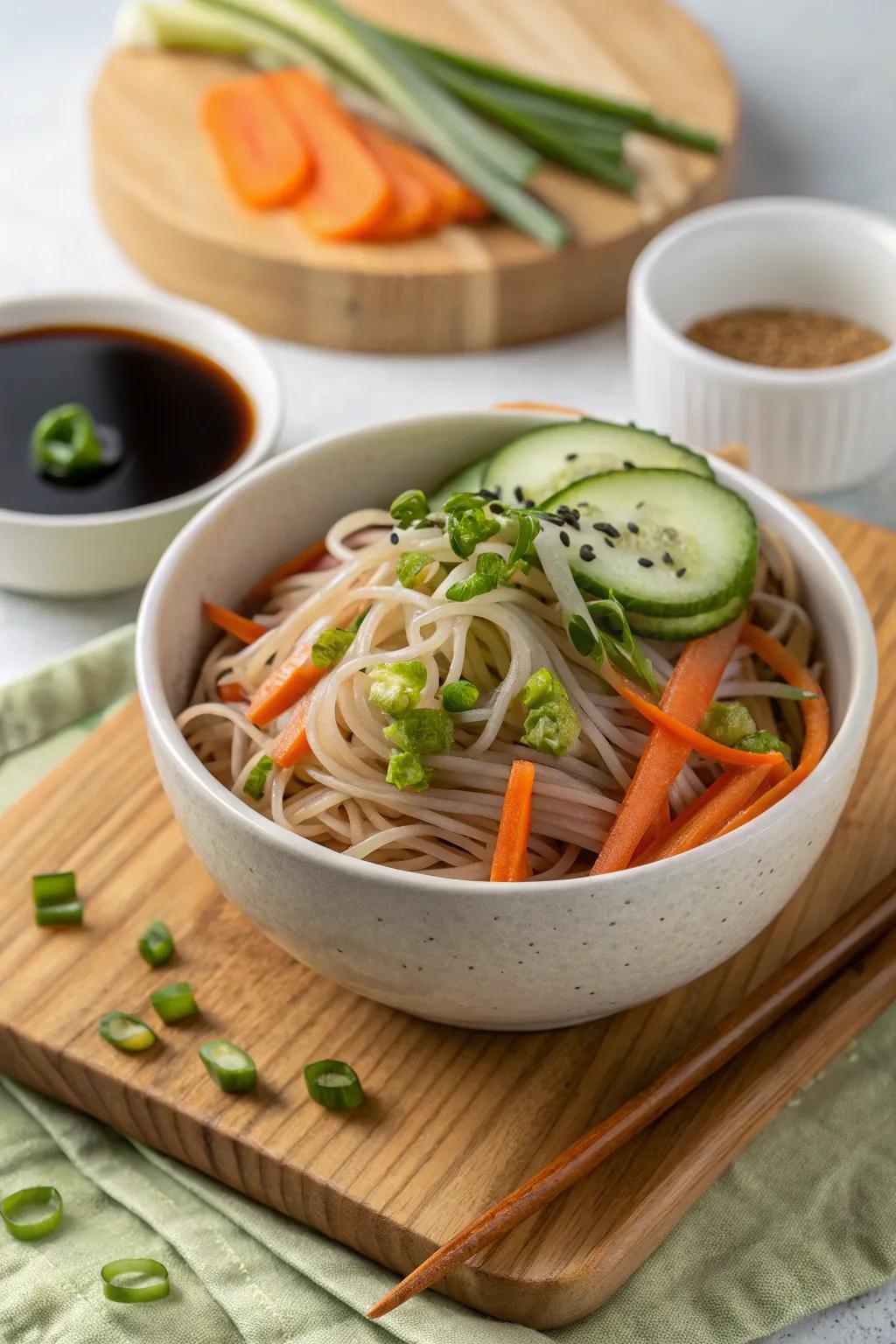 Stay cool with a chilled buckwheat noodle bowl, perfect for summer.