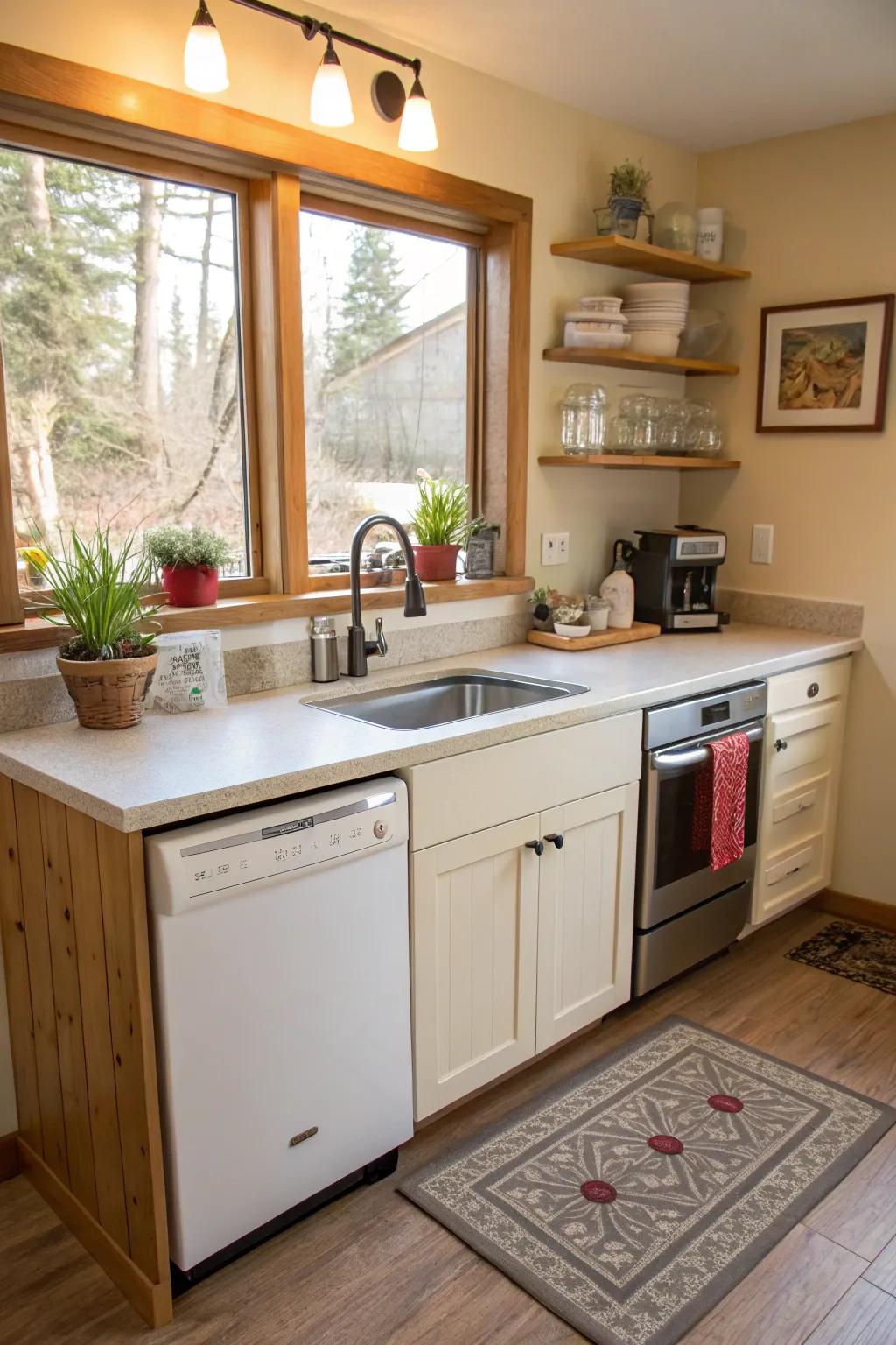 Multi-functional surface area with integrated washing gadget.