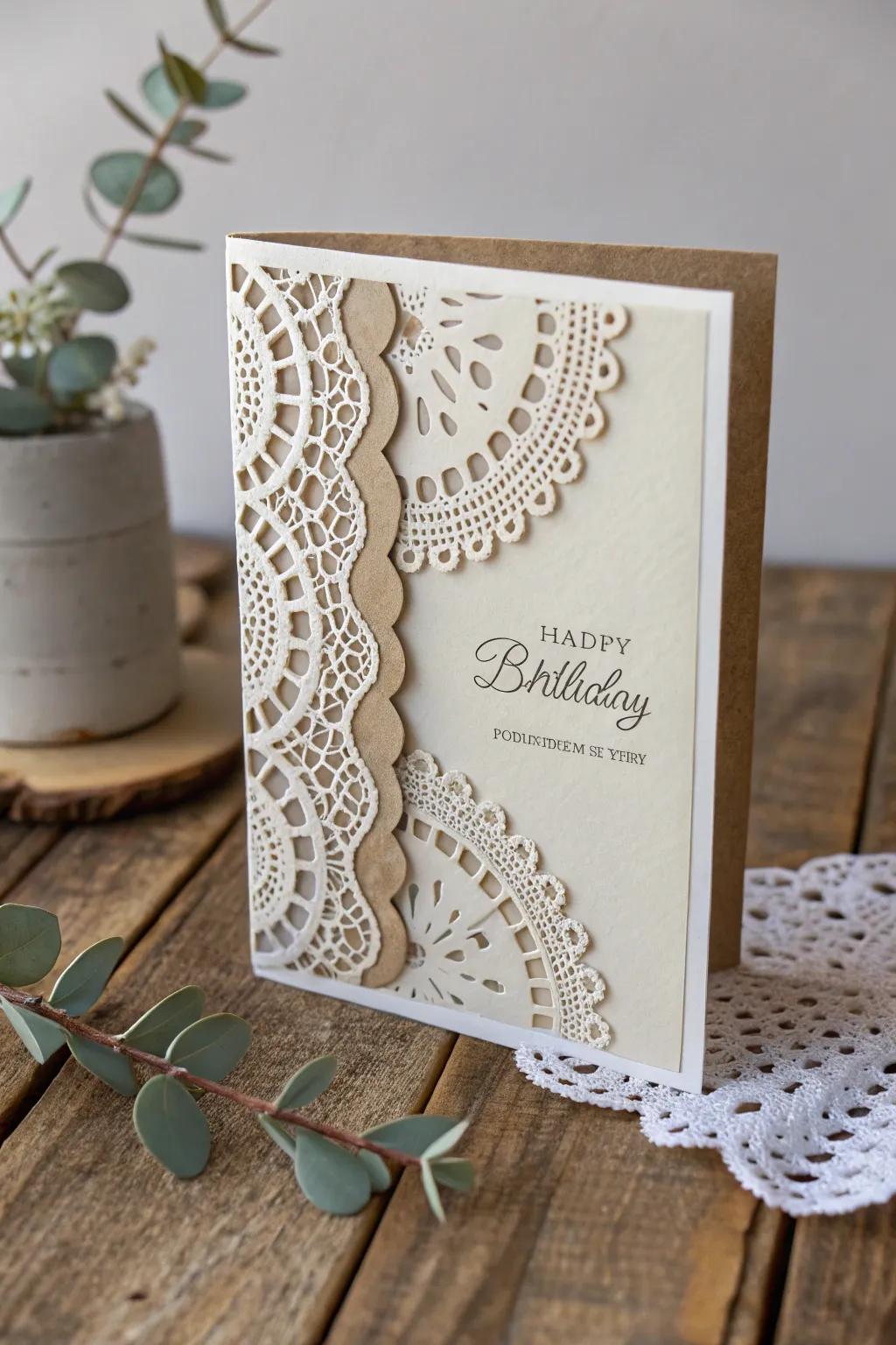 Craft vintage elegance with lace&mdash;transform your DIY birthday cards into enduring treasures.