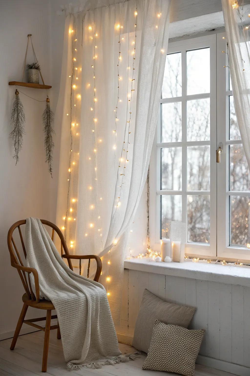 Light up your place with a cascade of starry lights for an effortlessly elegant Christmas window.