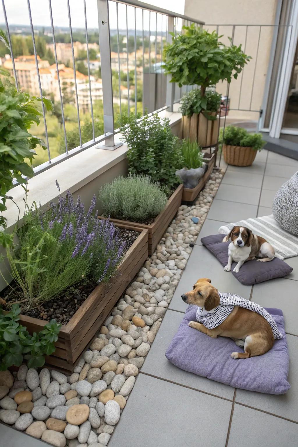 A feeling garden provides mental and sensory stimulation for dogs.