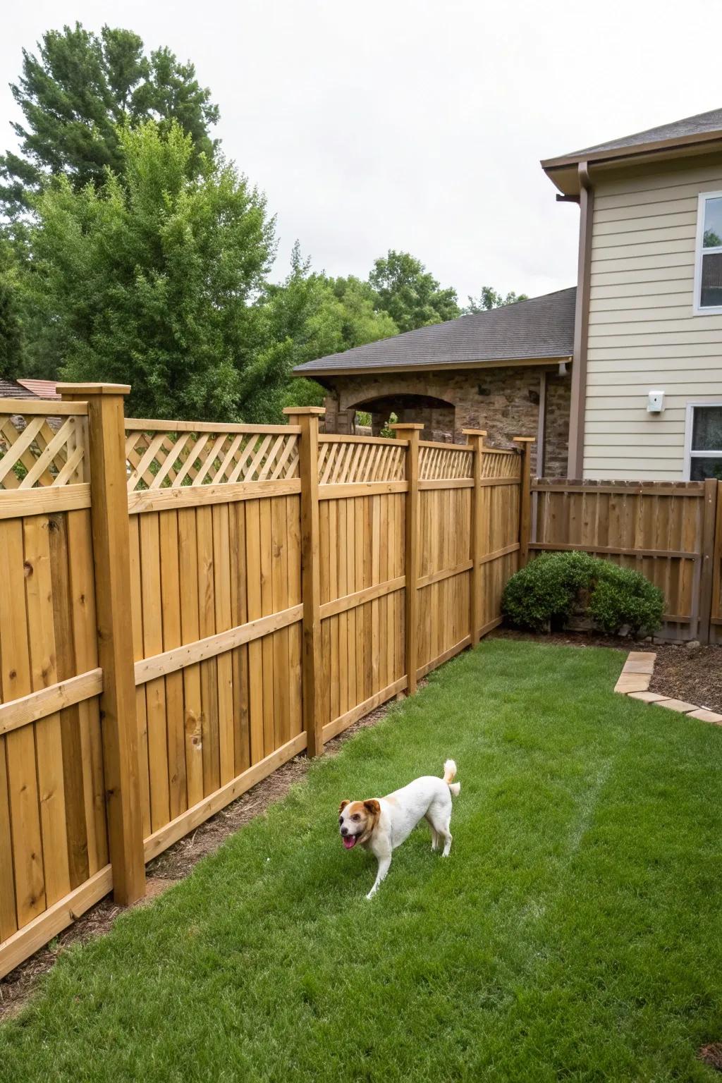A reliable fence keeps your furry friend safely at home.