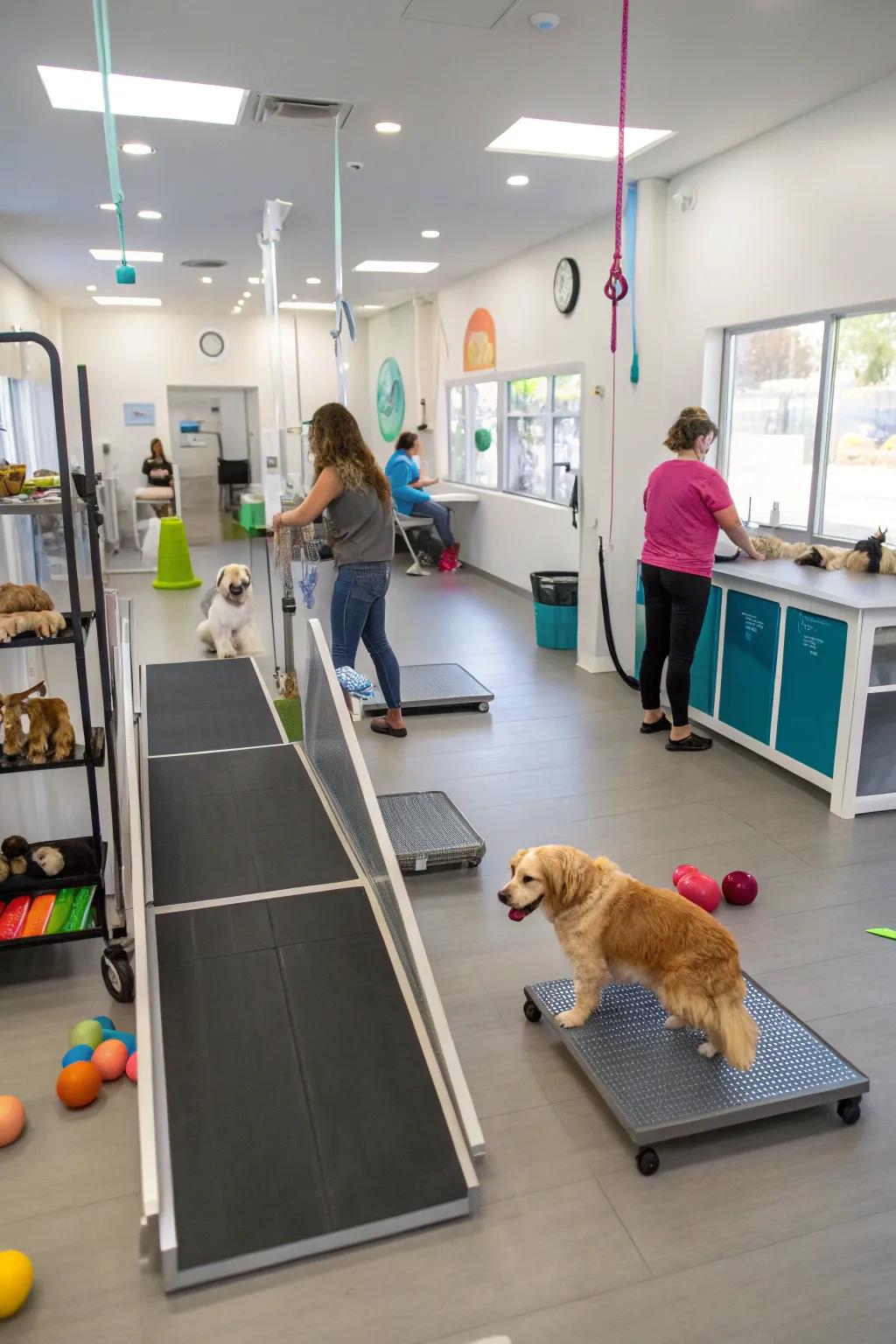 An animal-friendly salon with ample space and ramps.