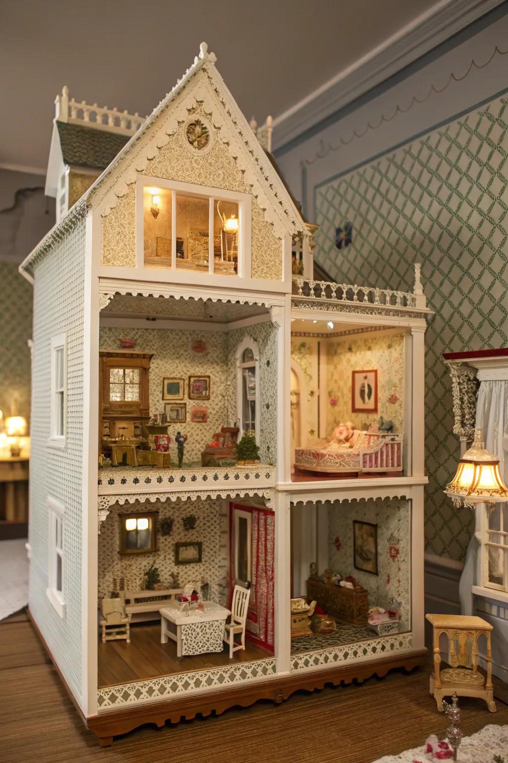 Backdrops enhance the visual appeal of a dollhouse.