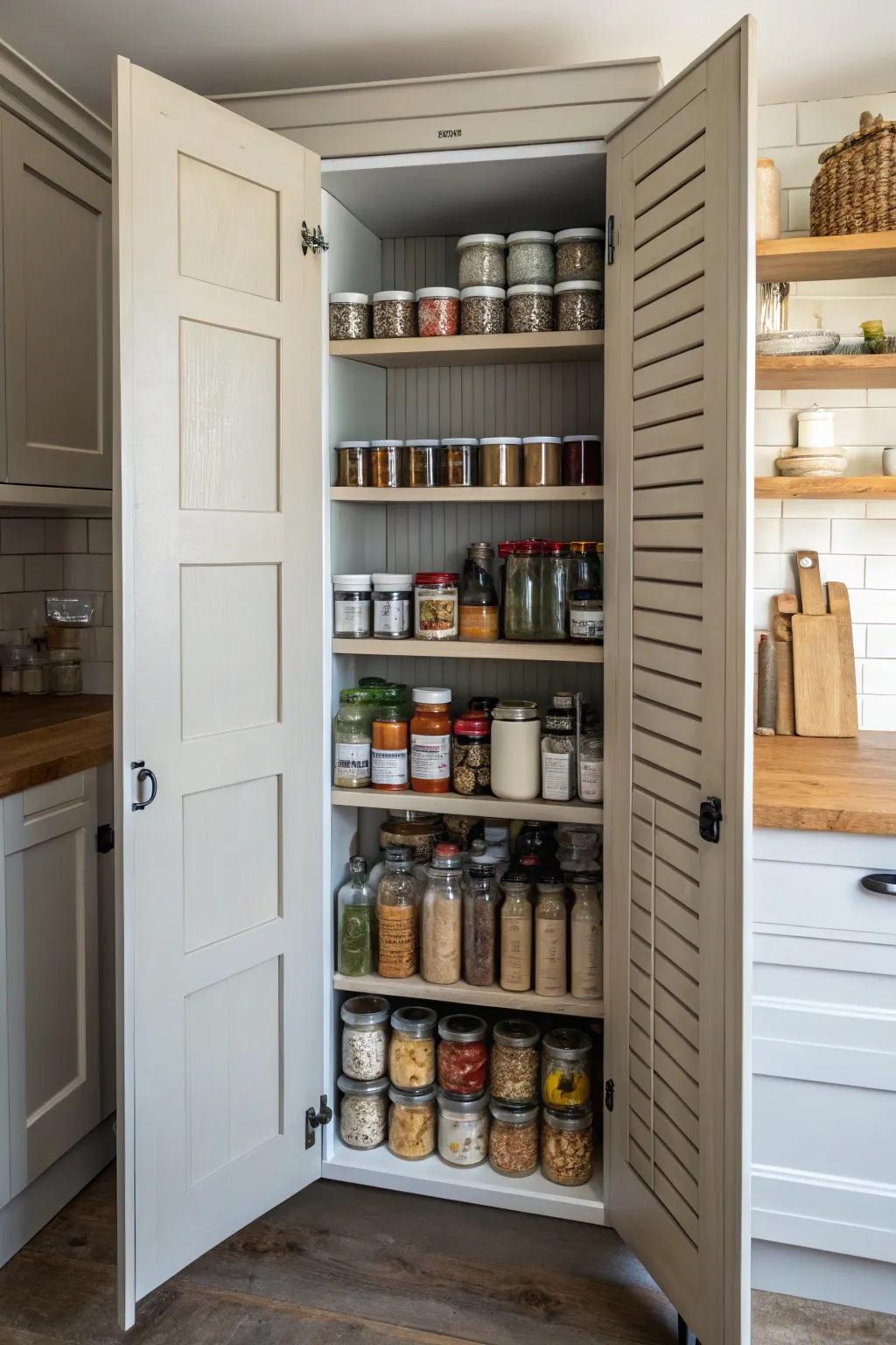 Concertina doors provide compact options for compact areas.