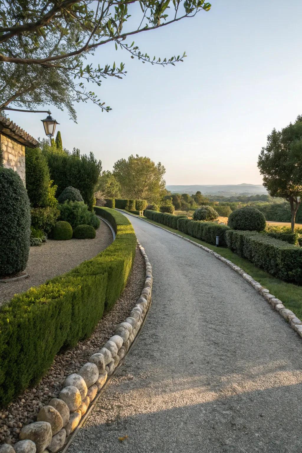 Driveway defining crafts a refined and harmonious presentation.