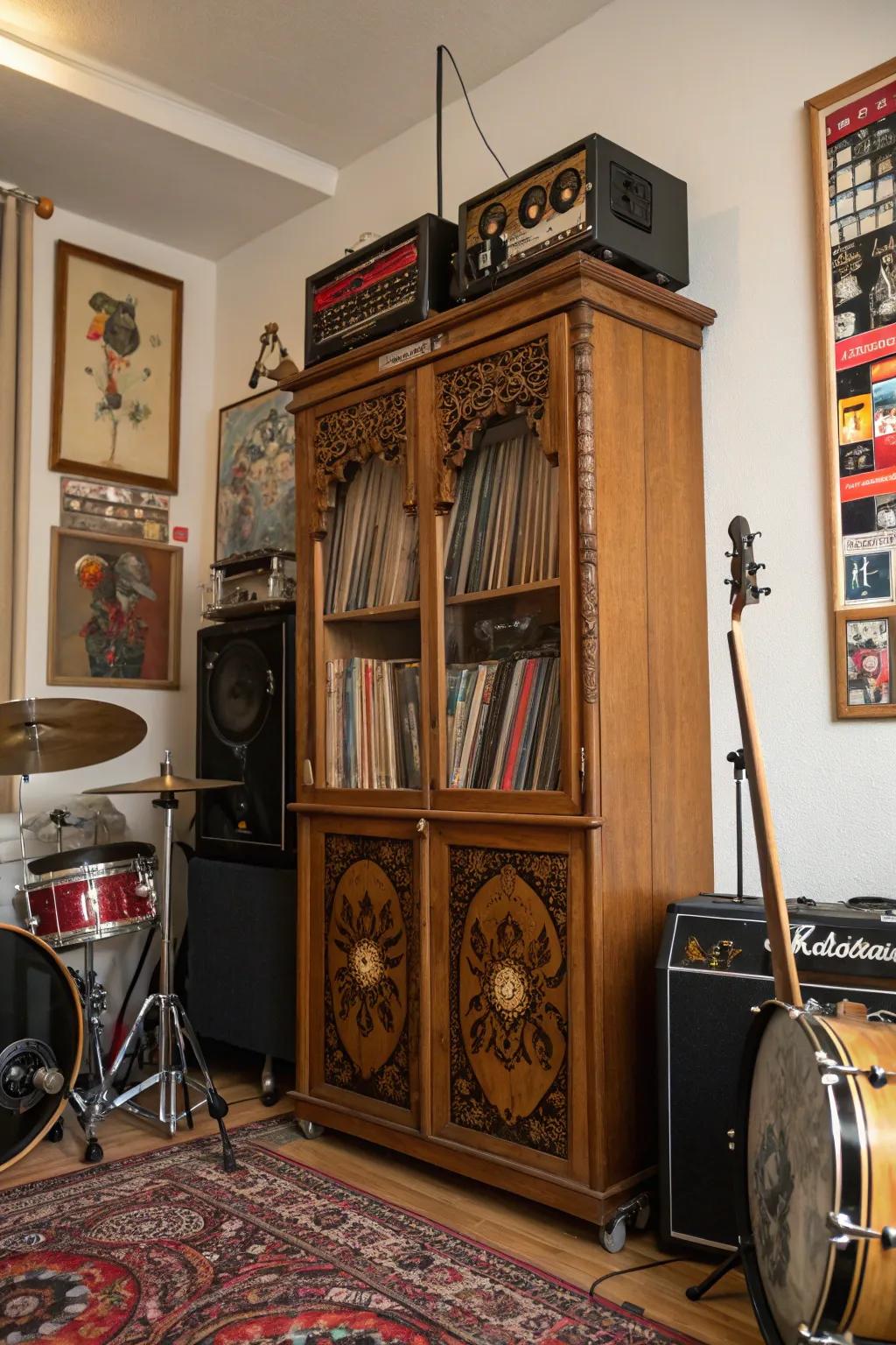 Unique furniture accents can highlight the unique attributes of your drum room.