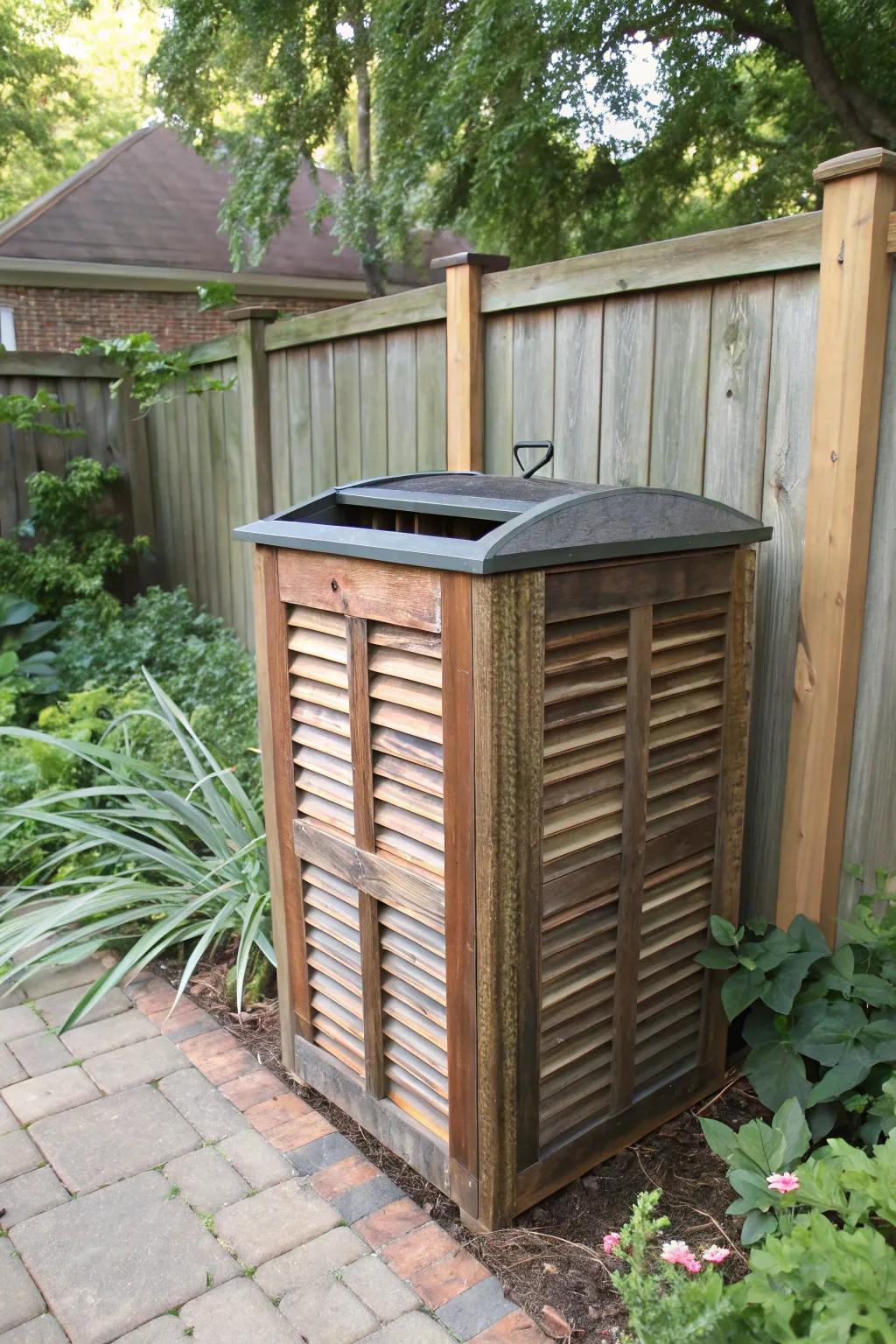 Reclaimed window coverings provide a distinctive and eco-conscious container solution.
