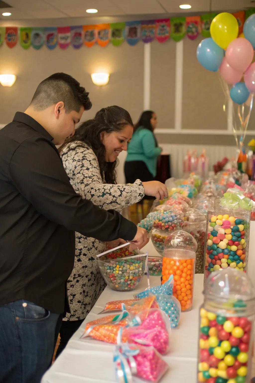 Guests enjoying tailored treat sacks.