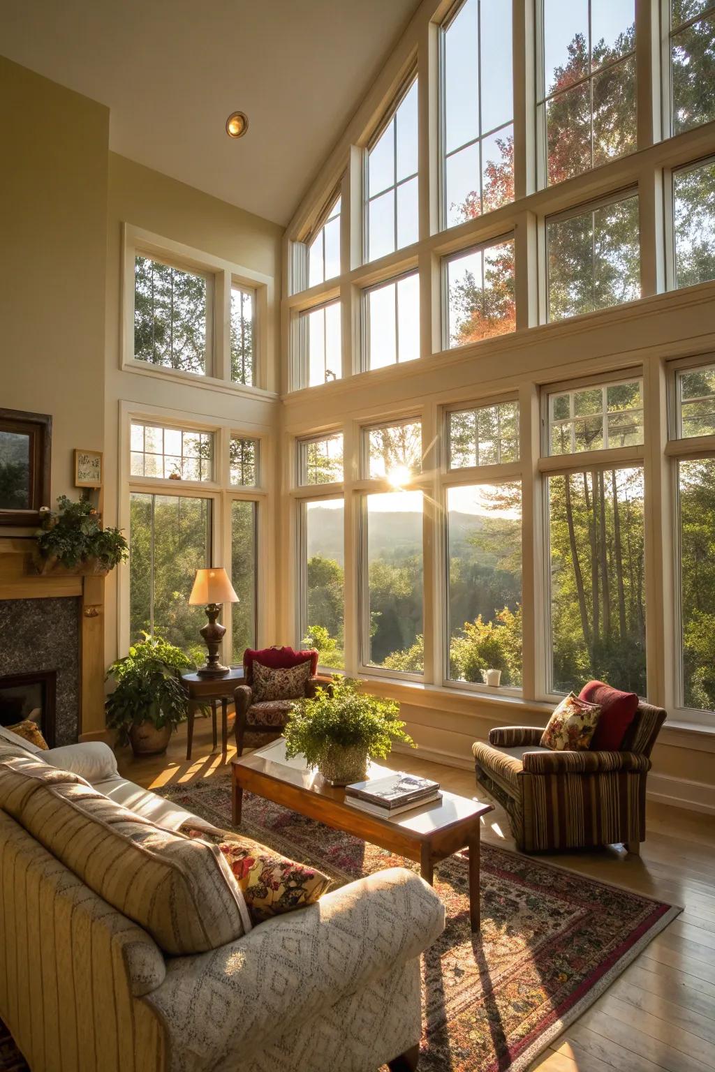 A home with carefully planned window placement for the best passive solar warming.