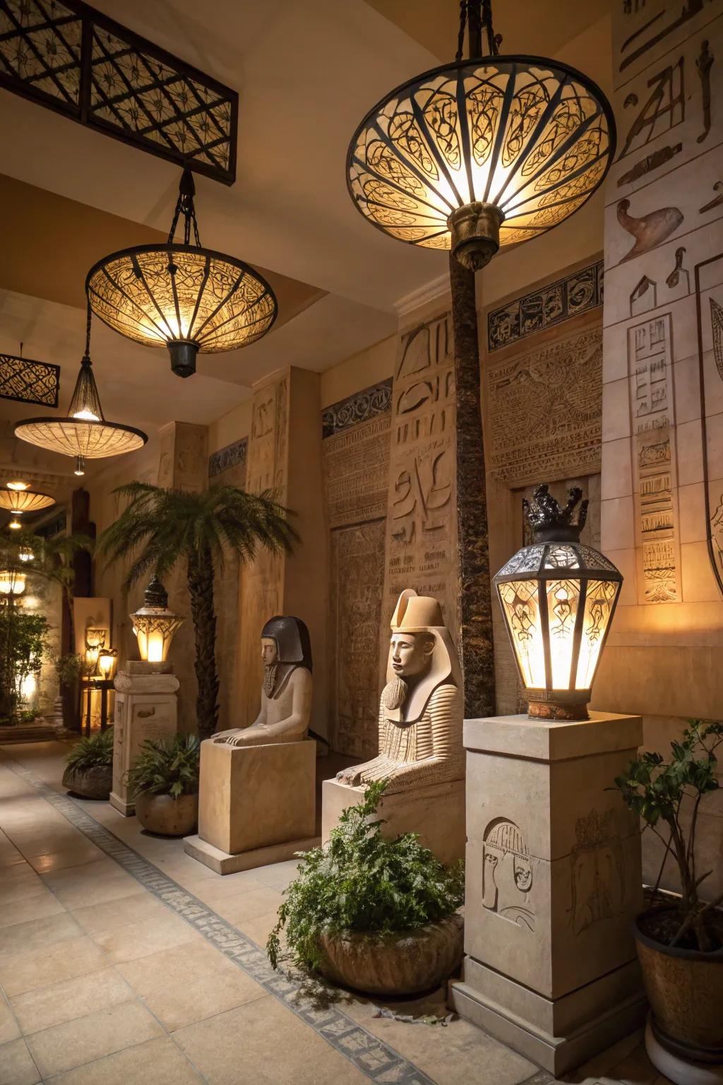 Ambient lighting accentuates a comfortable, mysterious atmosphere.