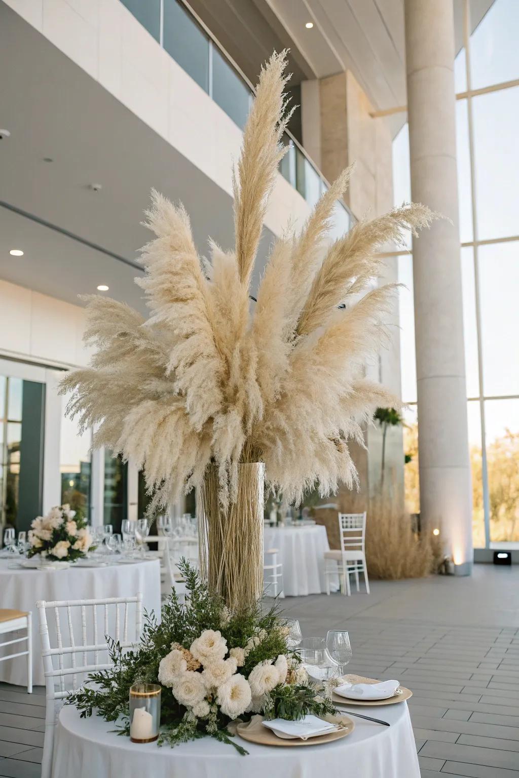 Feathery reeds add a contemporary bohemian flair