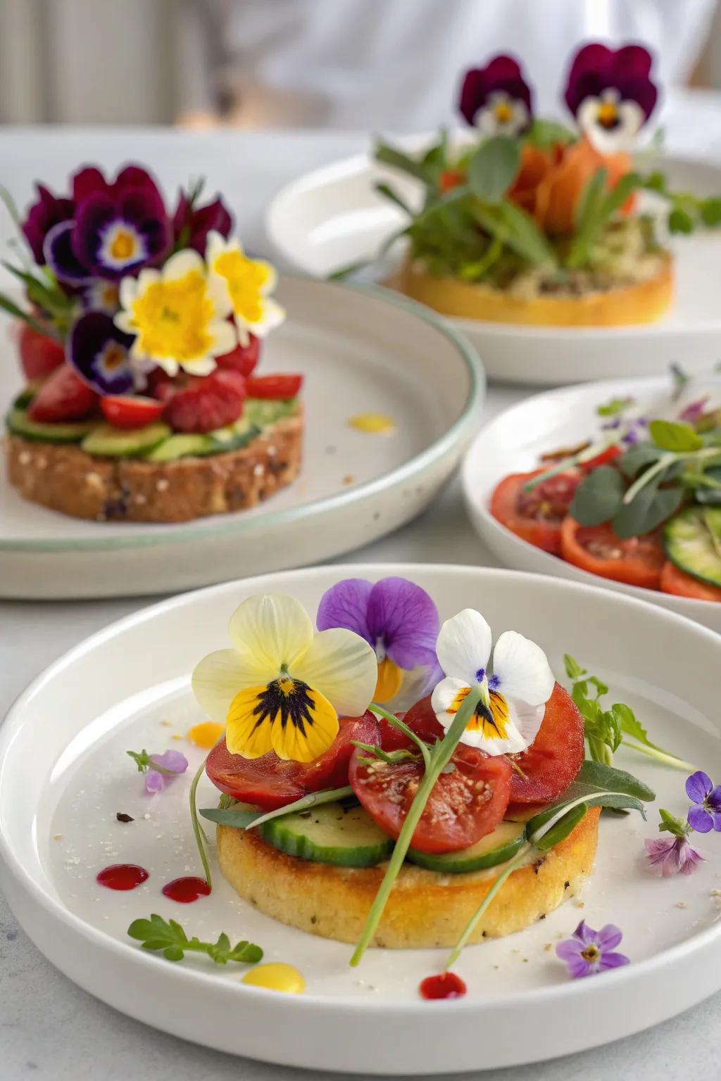 Floral garnishes that add a dash of charm and beauty to the brunch table.