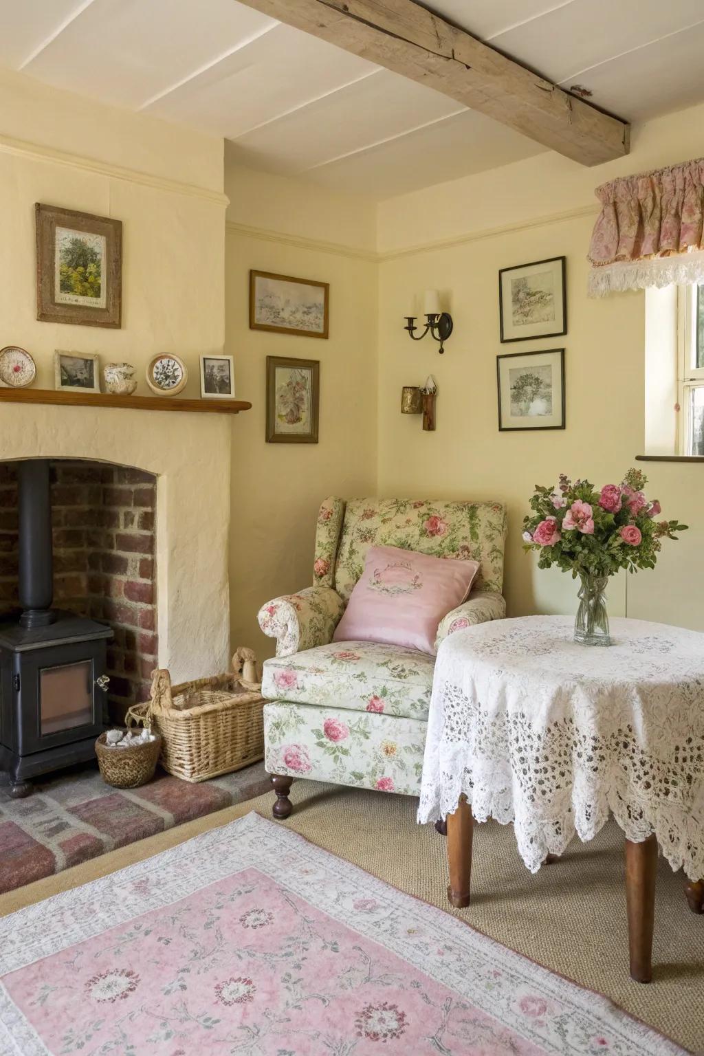 Tranquility achieved using light pastel and earthy shades.