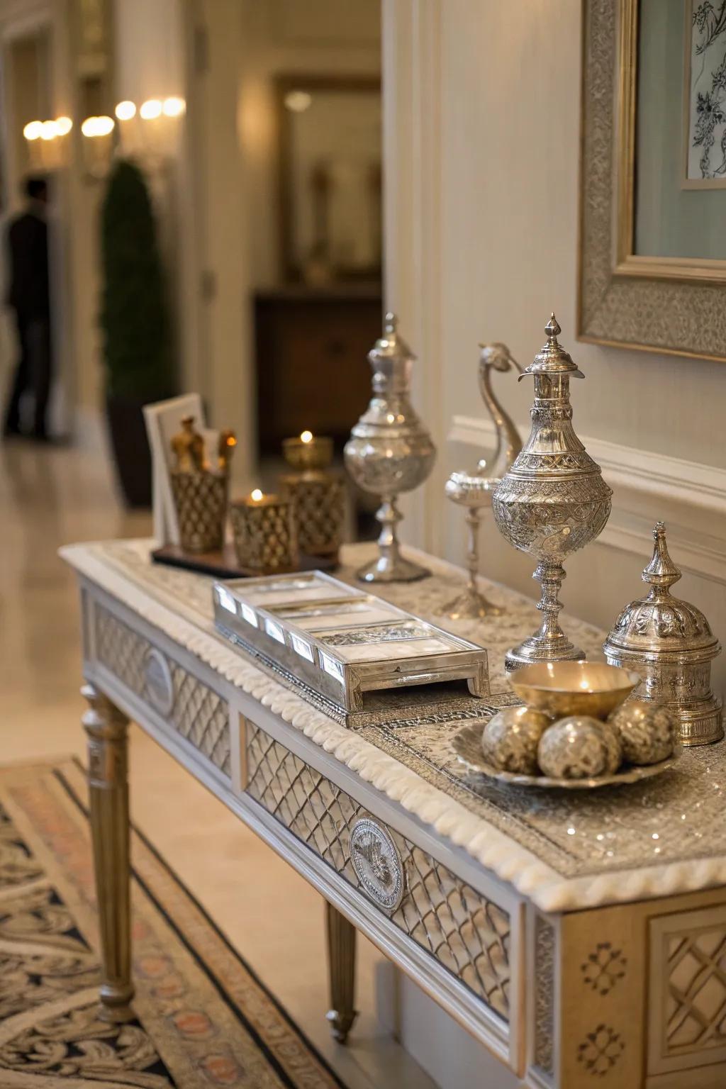 Ornaments and figures contribute unique characteristics to your entryway.