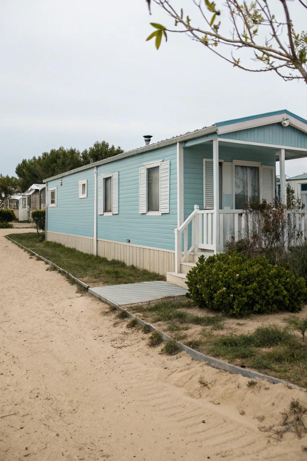 Light blue conjures a serene coastal ambiance.