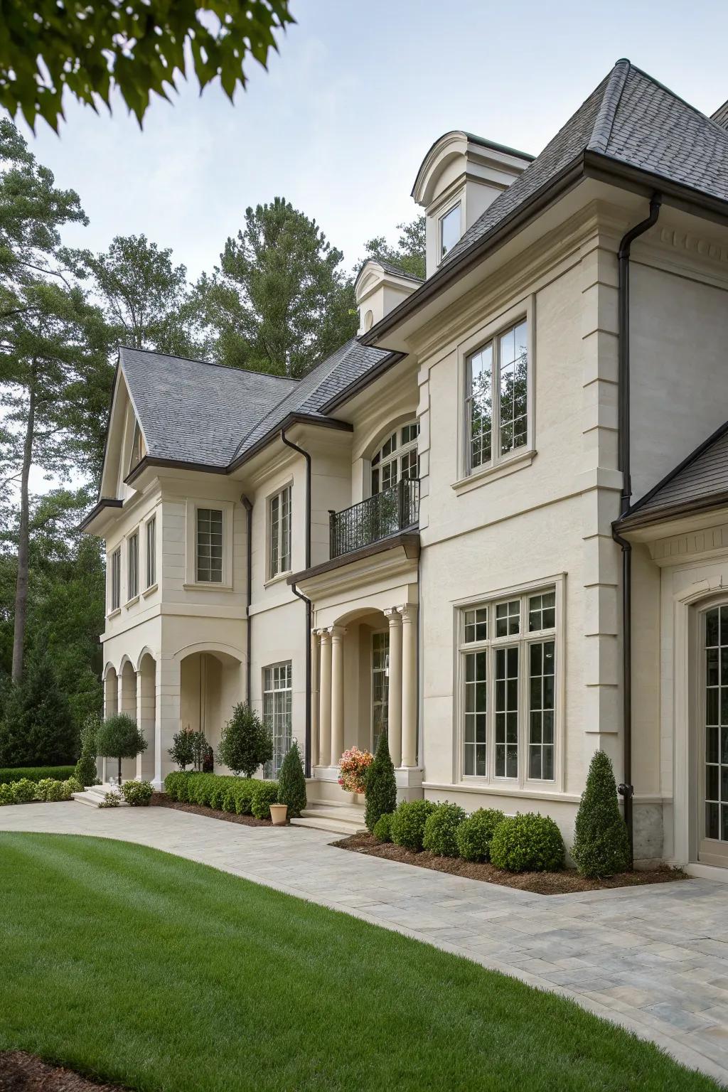 Architectural harmony is achieved with complementary window surrounds.