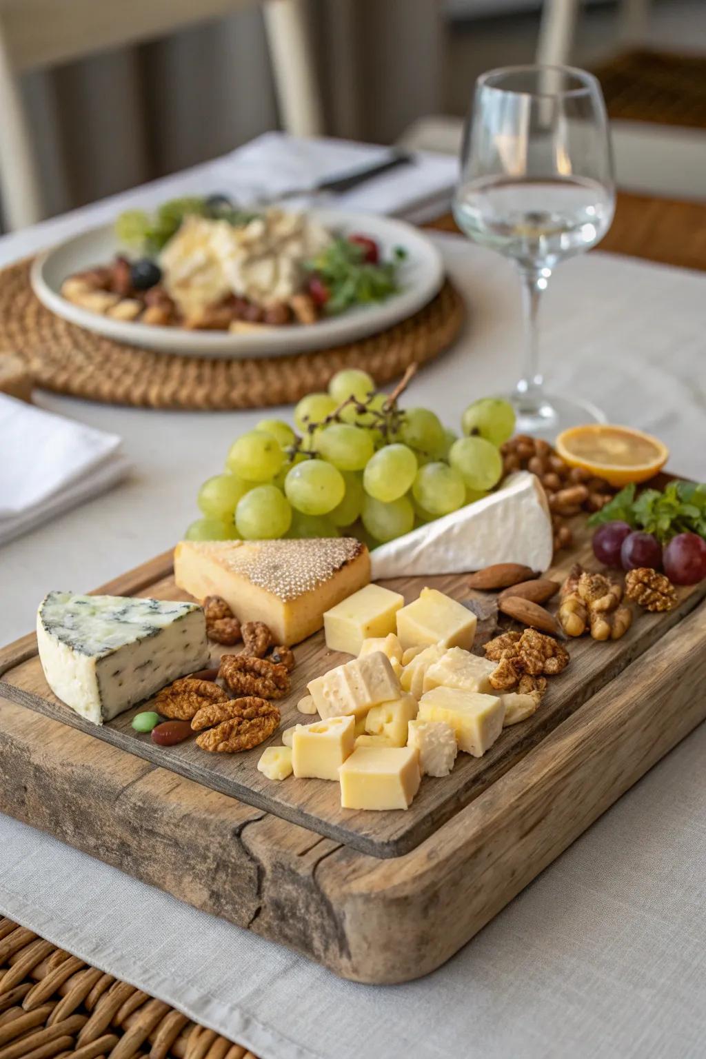 A rustic serving board is ideal for autumn entertaining.