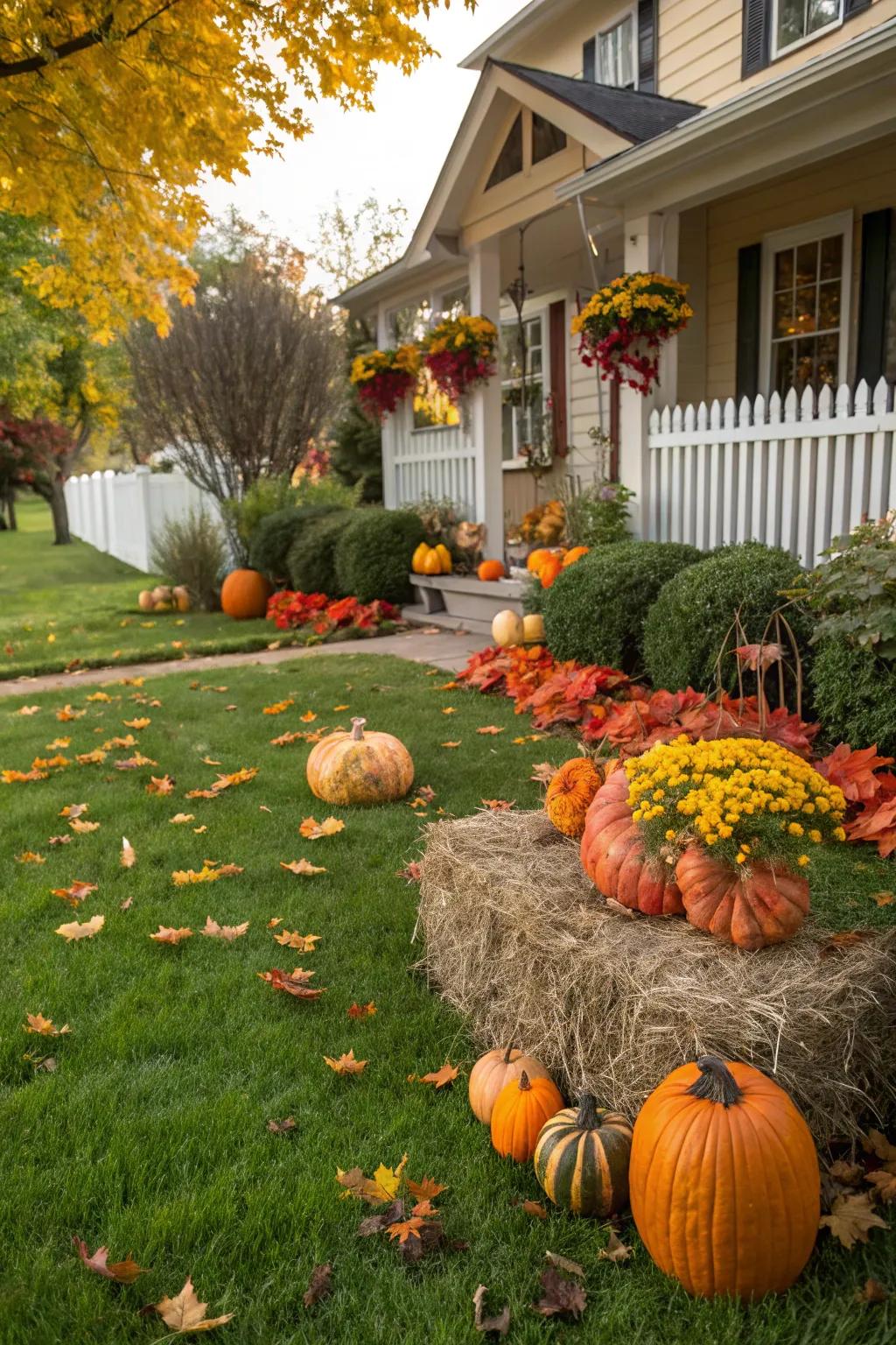 Maintain a well-groomed lawn as the ideal autumnal backdrop.