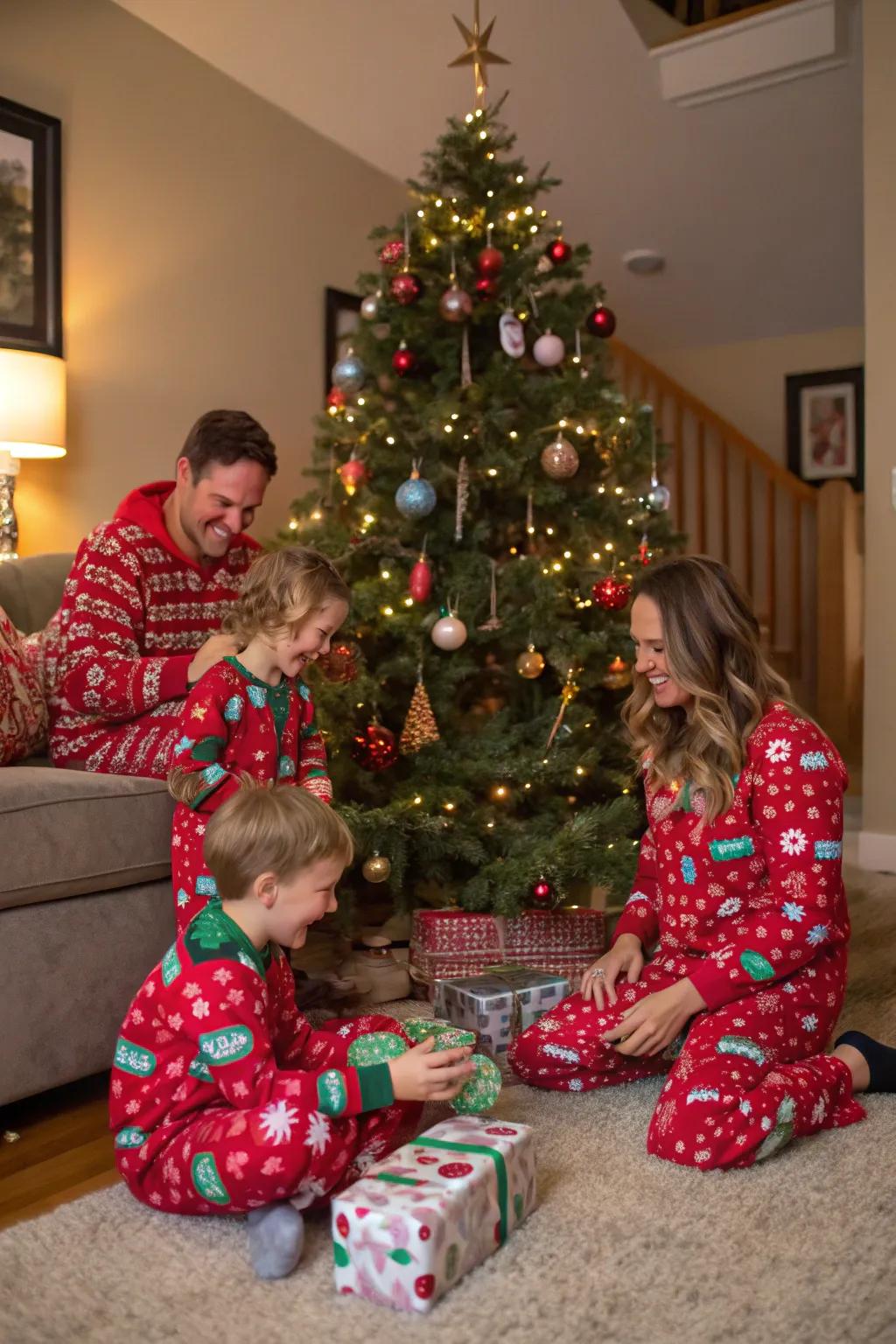 A joyful family gathering, commemorating the joy of the holiday season together.