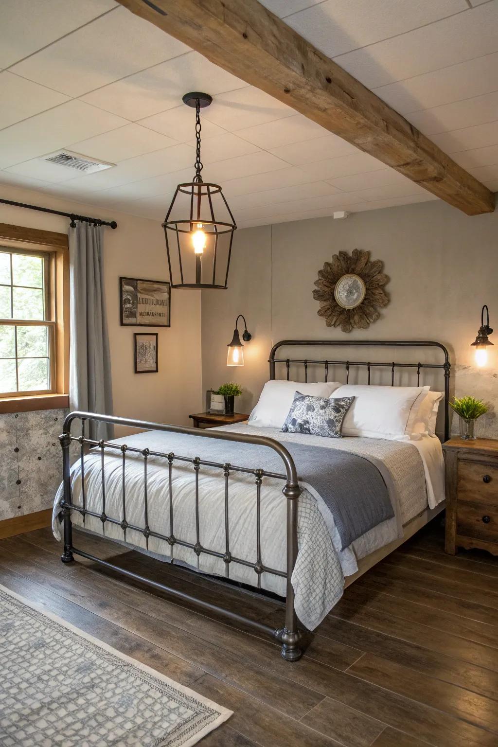 Metal elements introduce a subtle industrial flair.