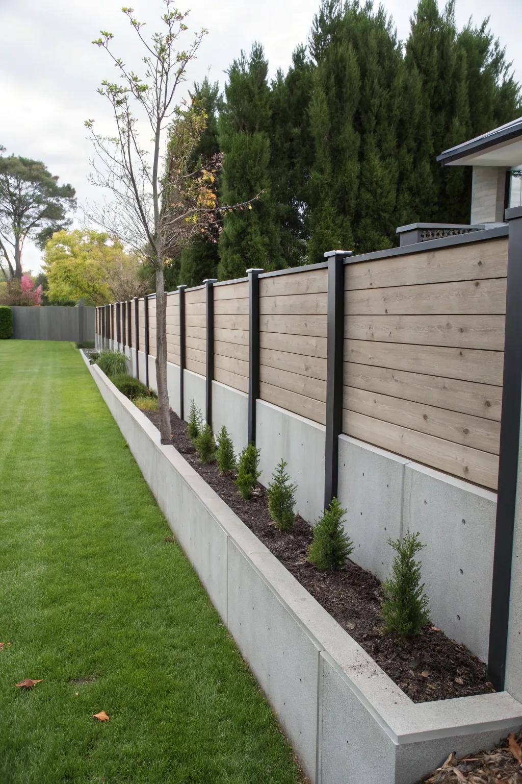 Concrete edging asserts a daring and industrial aesthetic.