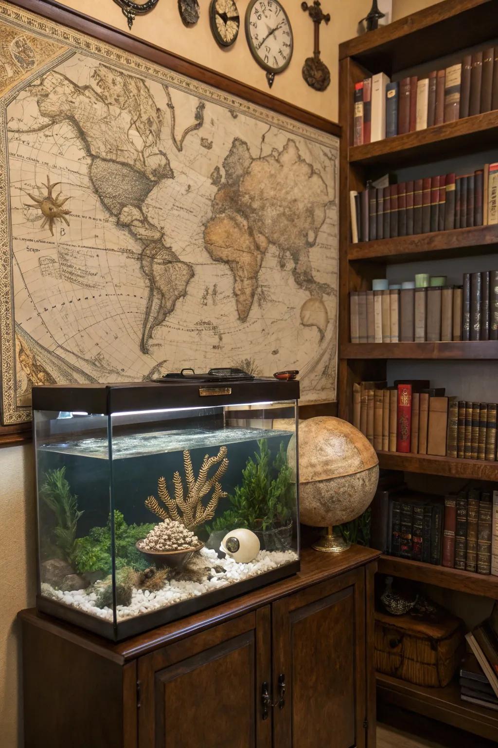 Journey through time using an antique map display.