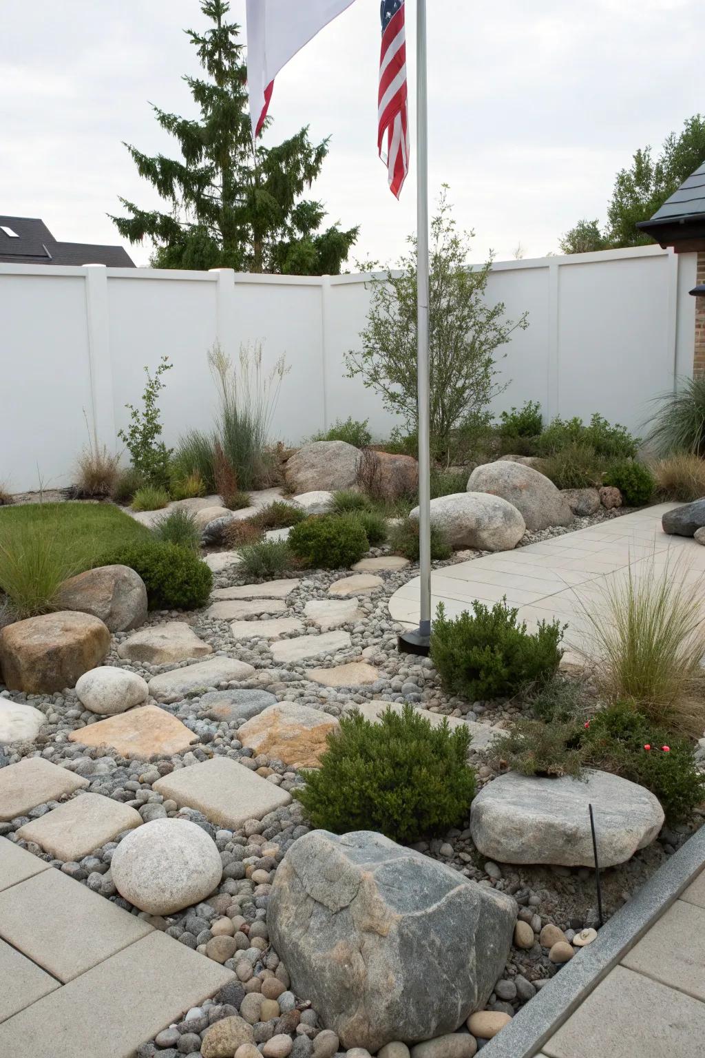 Rock gardens deliver a polished, low-maintenance design.