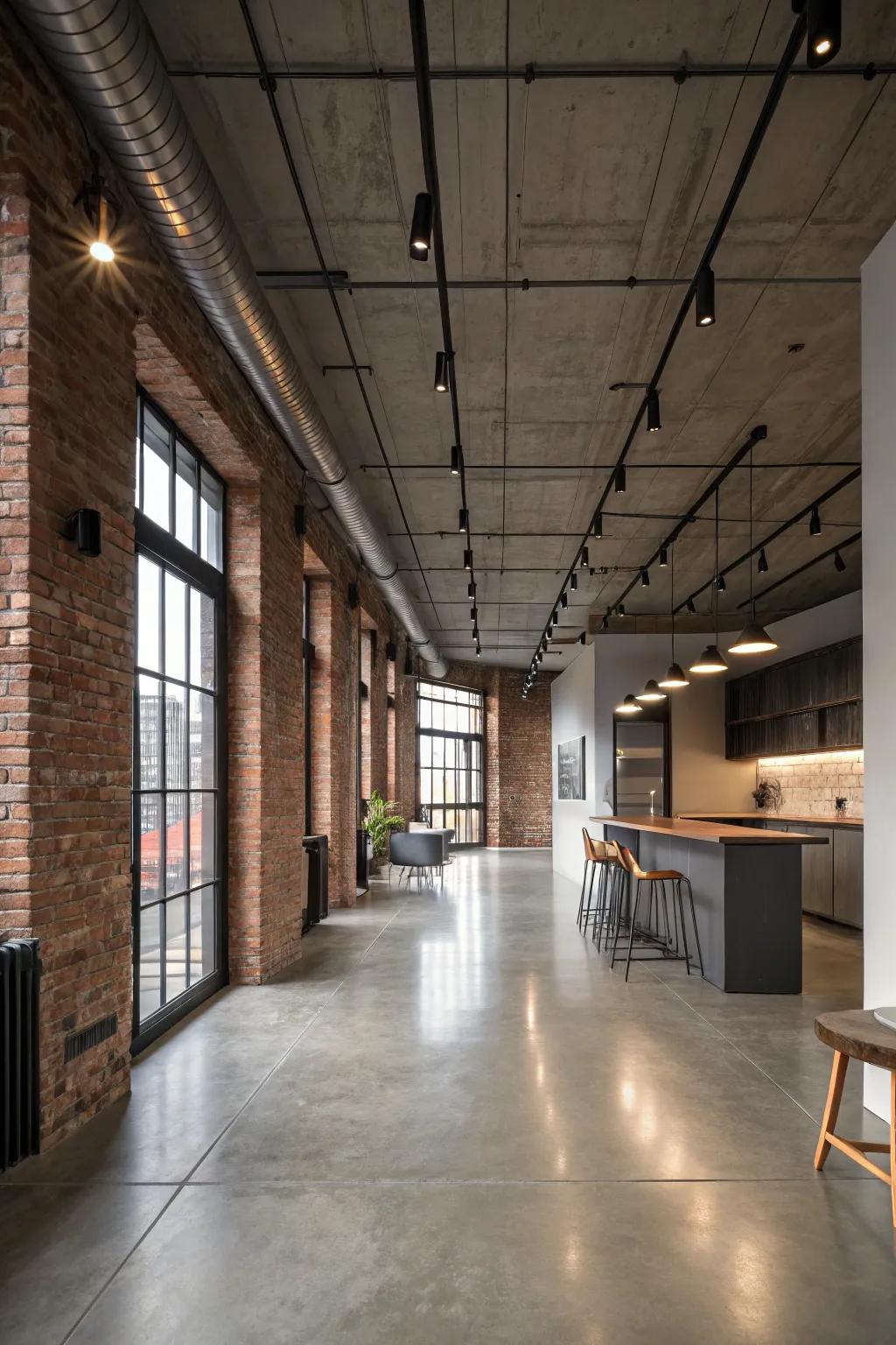 Concrete floors lend a streamlined, contemporary edge to urban environments.