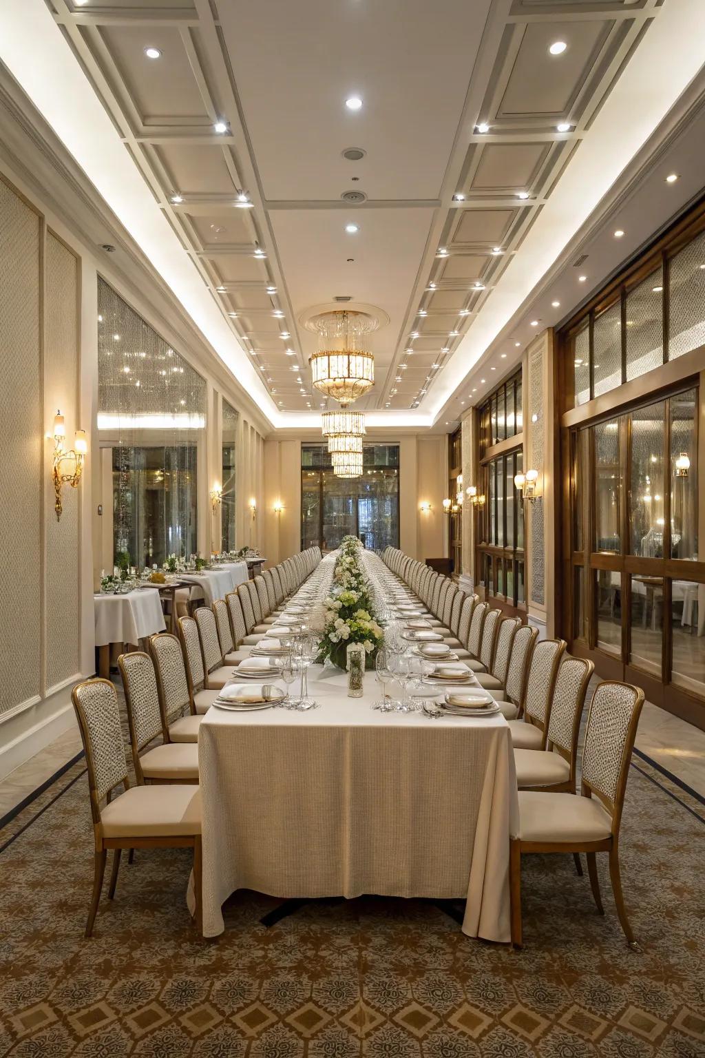 Balance in design establishes a harmonious and pleasing dining atmosphere.