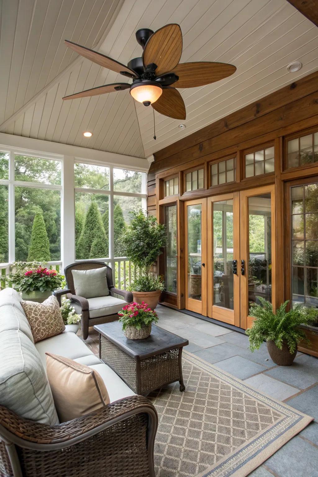 Ceiling fans boosting comfort and airflow.