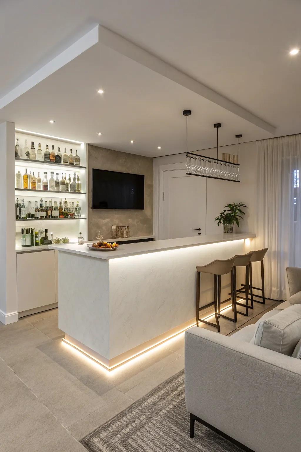 A less-is-more bar flaunting spotless lines for a polished look.