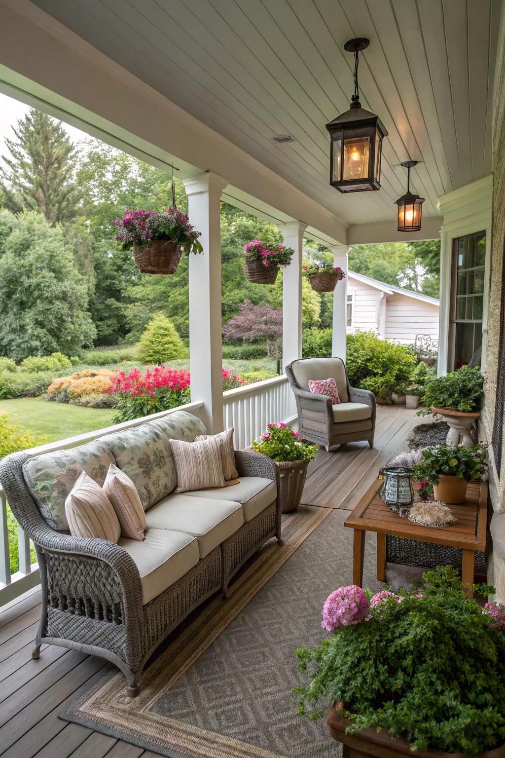 A thoughtfully designed porch encouraging relaxation and social warmth