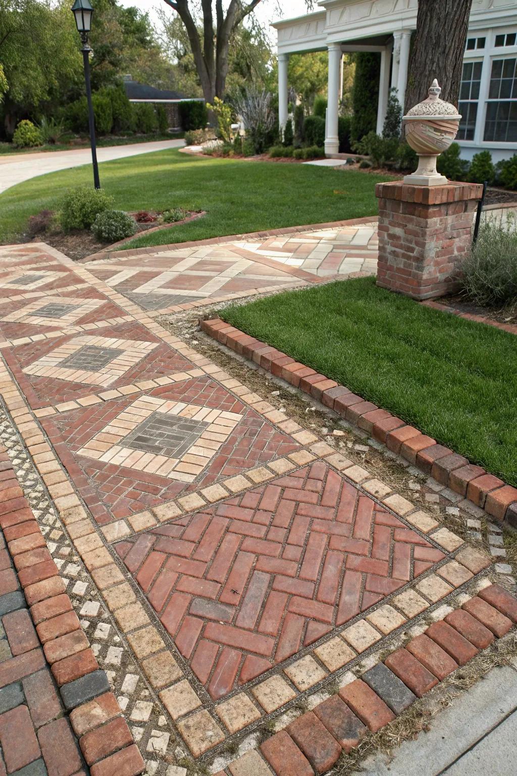 Varied brick patterns infuse ingenuity into the landscape.