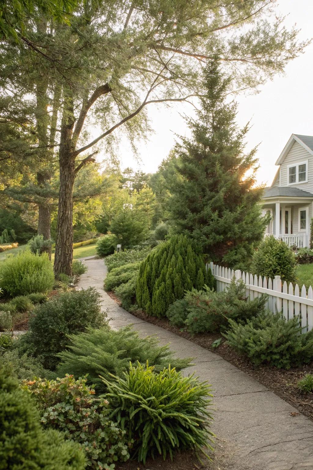 Naturalistic plantings foster a serene and organic atmosphere.