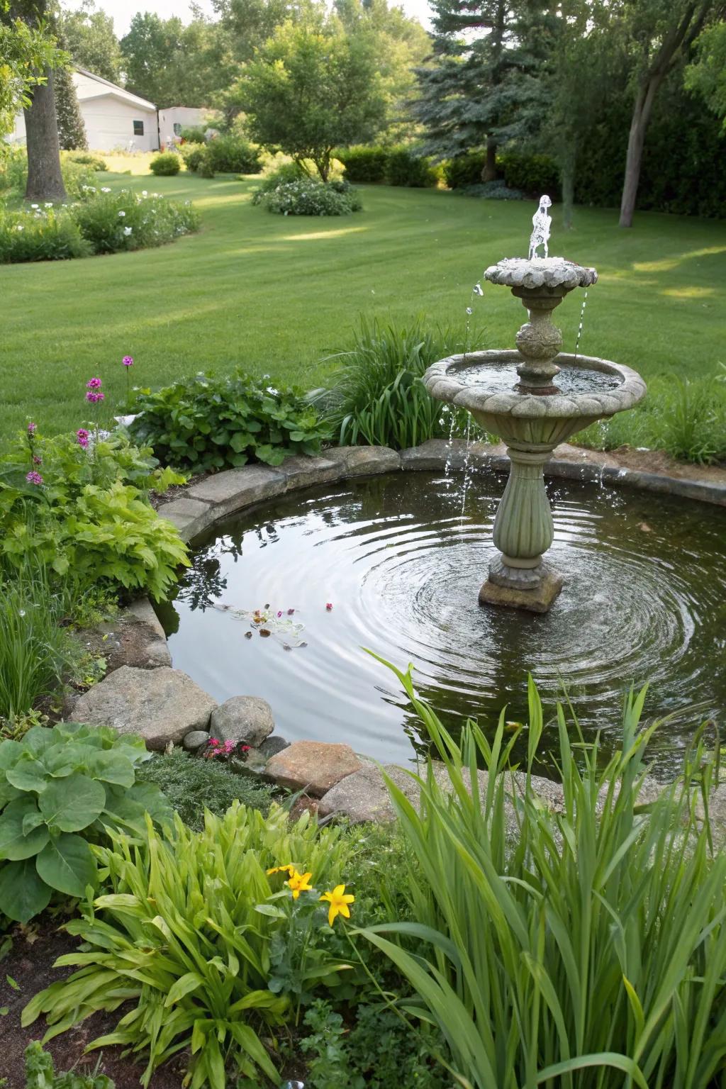 Water displays introduce tranquility and a central attraction to your front yard.