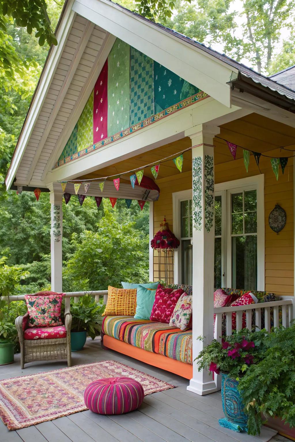 A porch alive with color and creative expression.