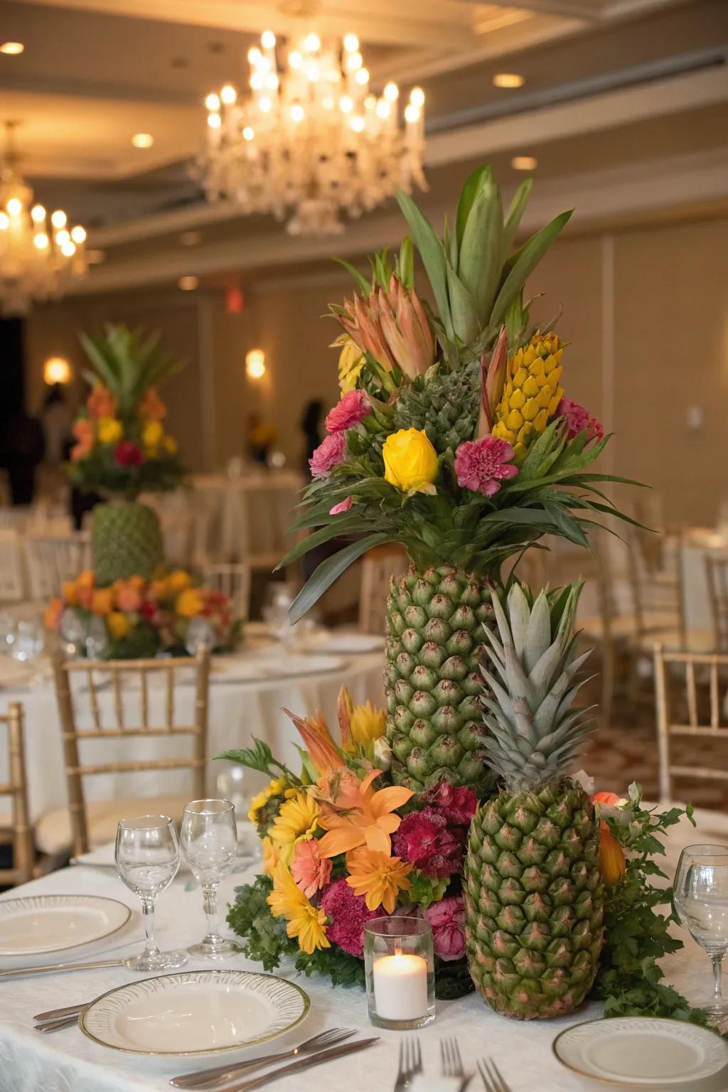 Foreign aspects such as tropical florals and fruits.