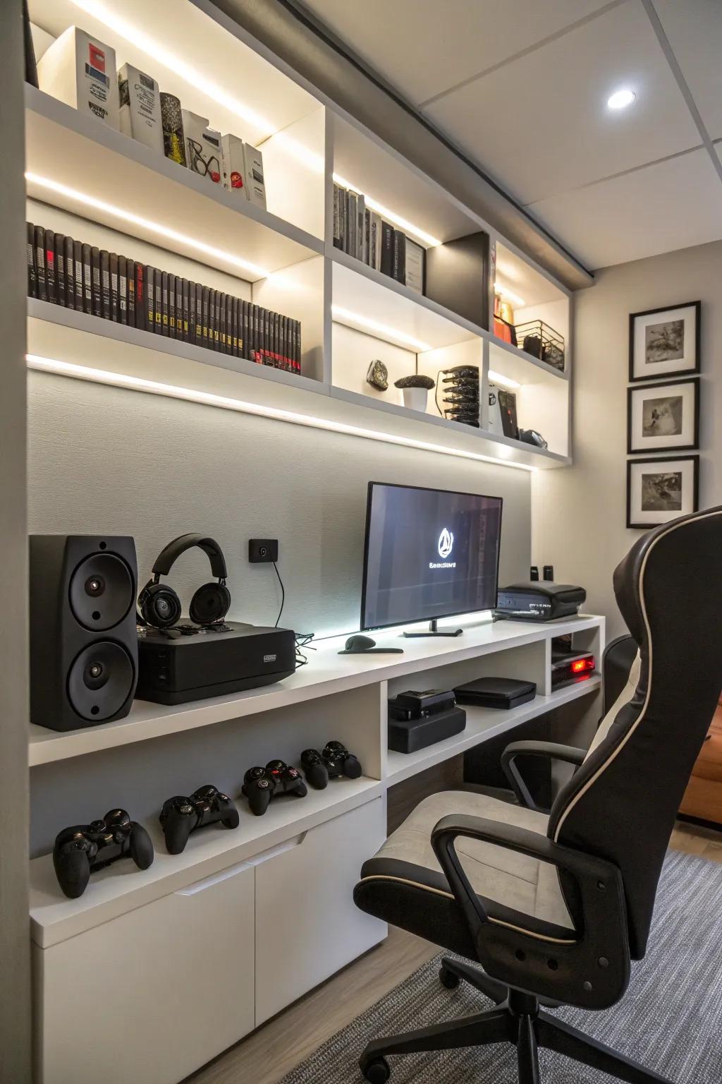 Feature your gaming accessories as an integral part of your room's decor.