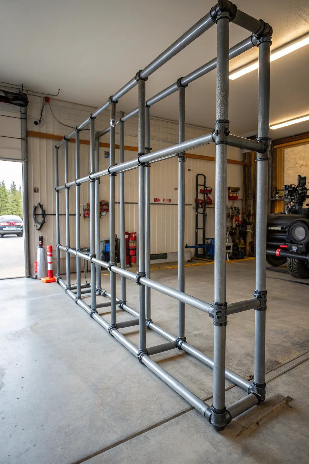 Industrial conduit dividers add a unique and robust aesthetic.