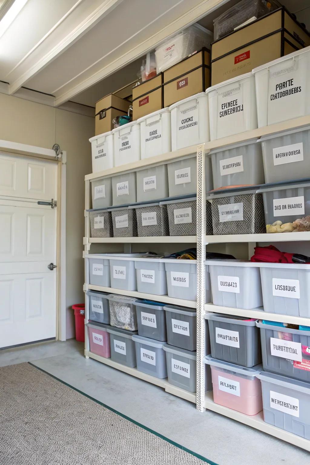 A simple labeling system ensures quick and easy recognition of stored fishing gear.