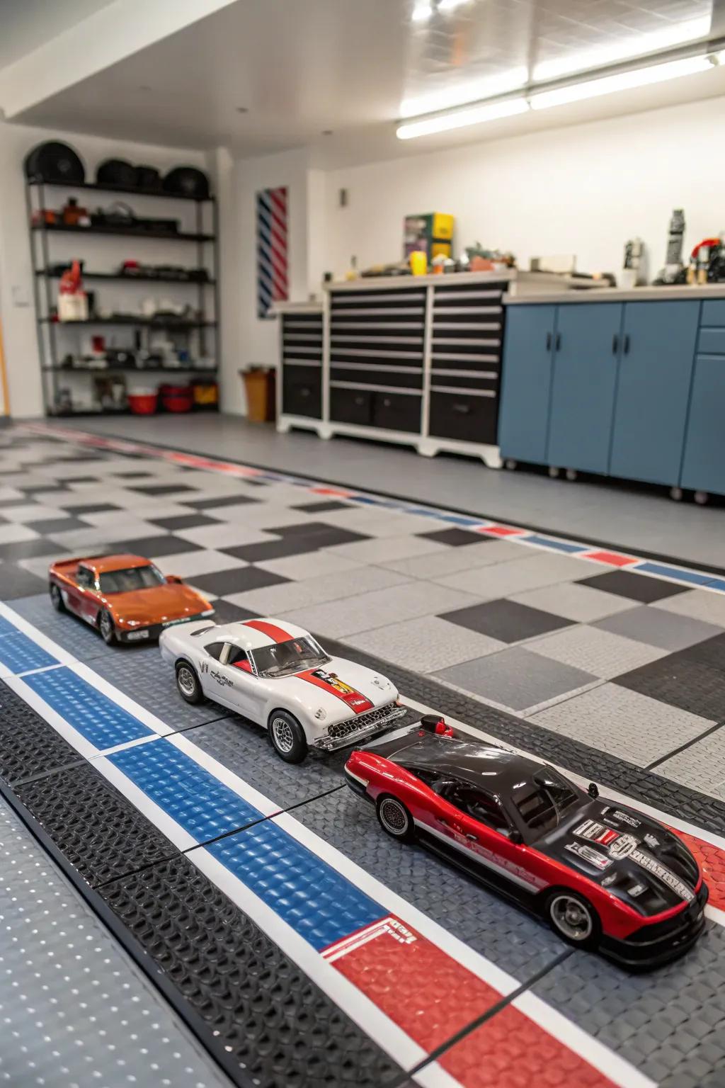 Love car culture with roadway tile designs.