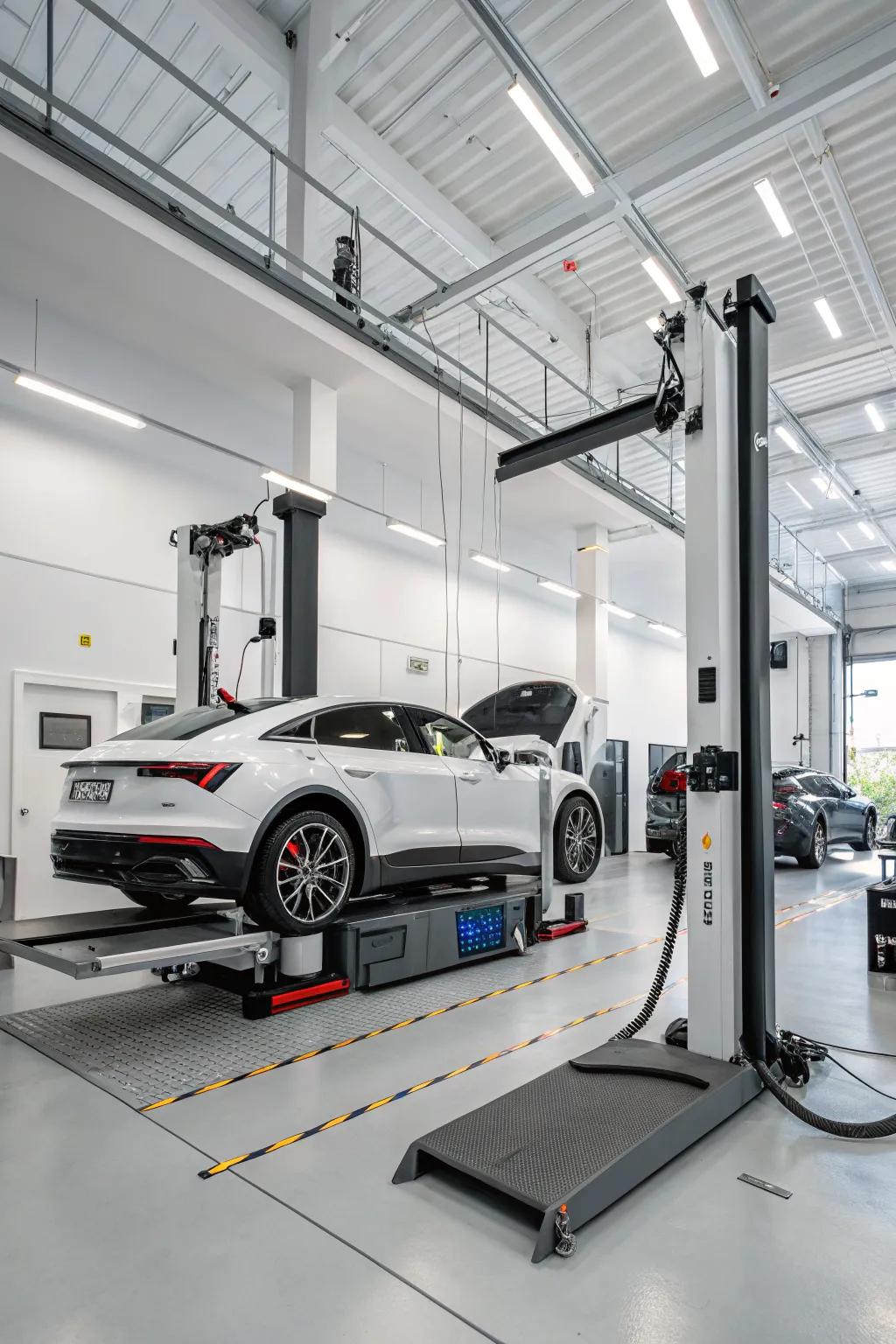Electric lifts offer precision and ease in modern garages.