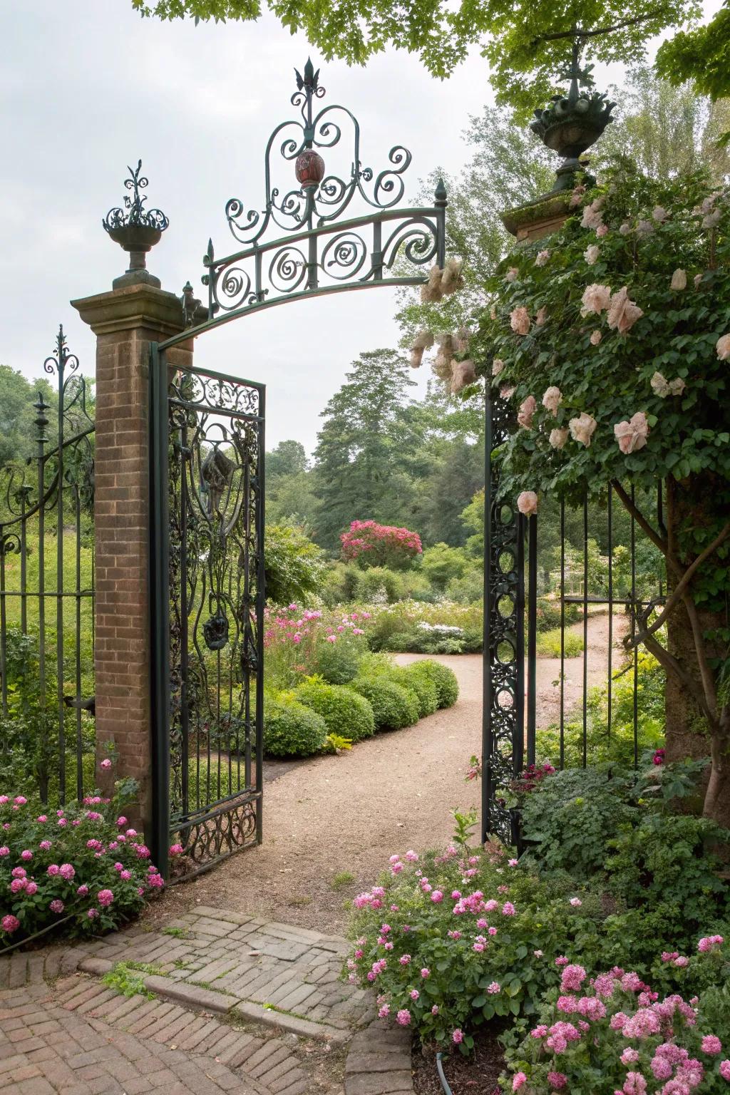Ornamental elements add sophistication to this garden door.