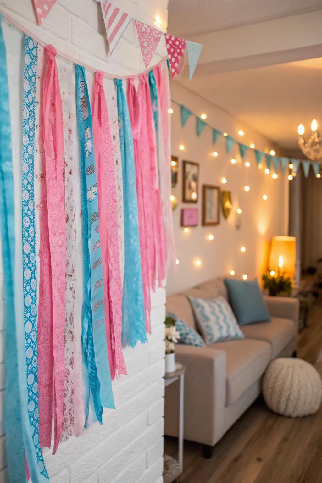 Create an eye-catching backdrop with easy-to-make streamers.