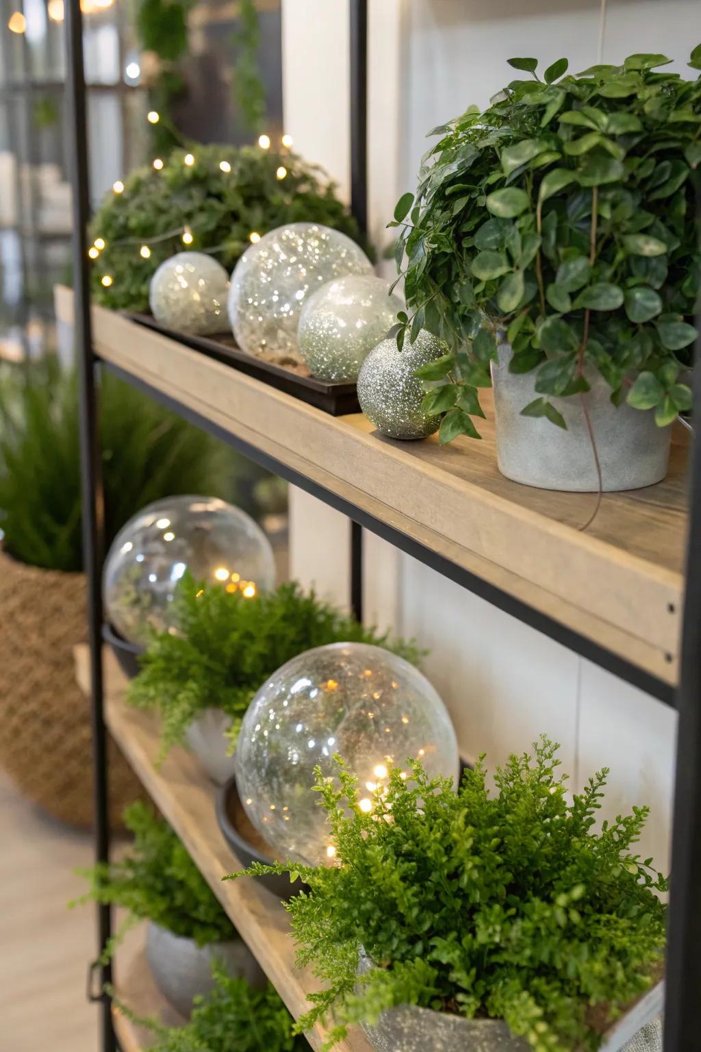 Invite the natural world with crystal balls and plant life.