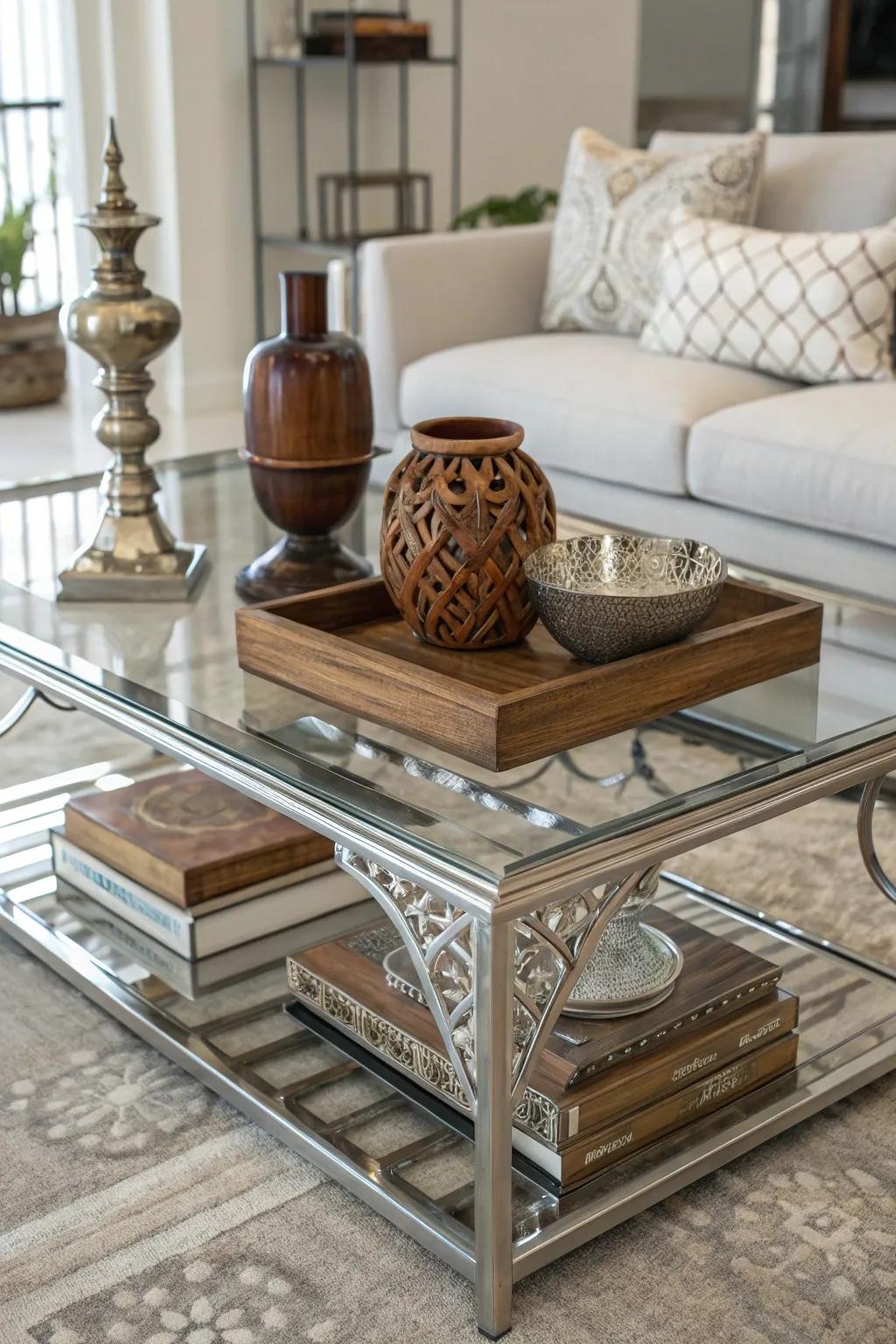 A blend of materials incorporates profundity and interest to your aesthetic.