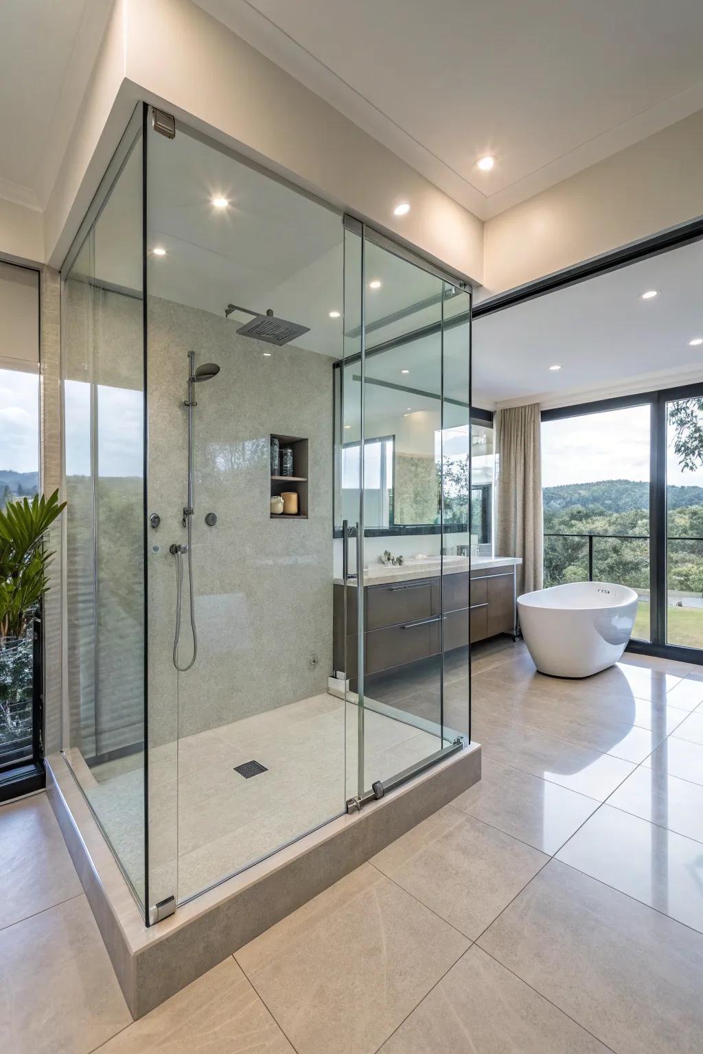 Partake in unhindered access through a barrier-free shower blueprint.
