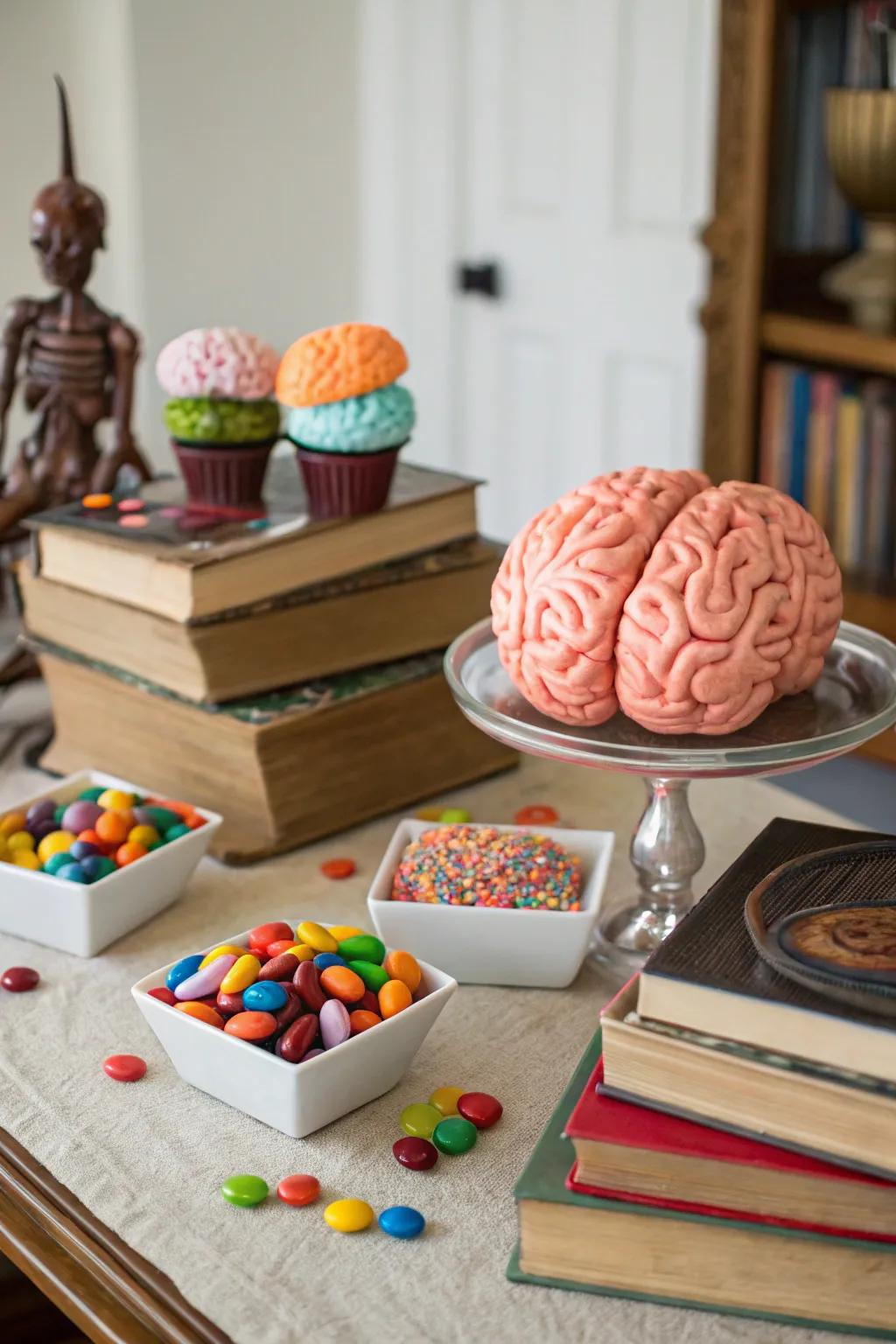 Literary volumes and erudite sweets inject an intellectual vibrancy into your celebration.